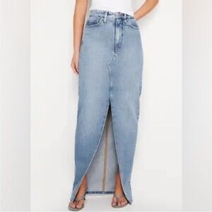 Good American Slit Front Denim Maxi Skirt